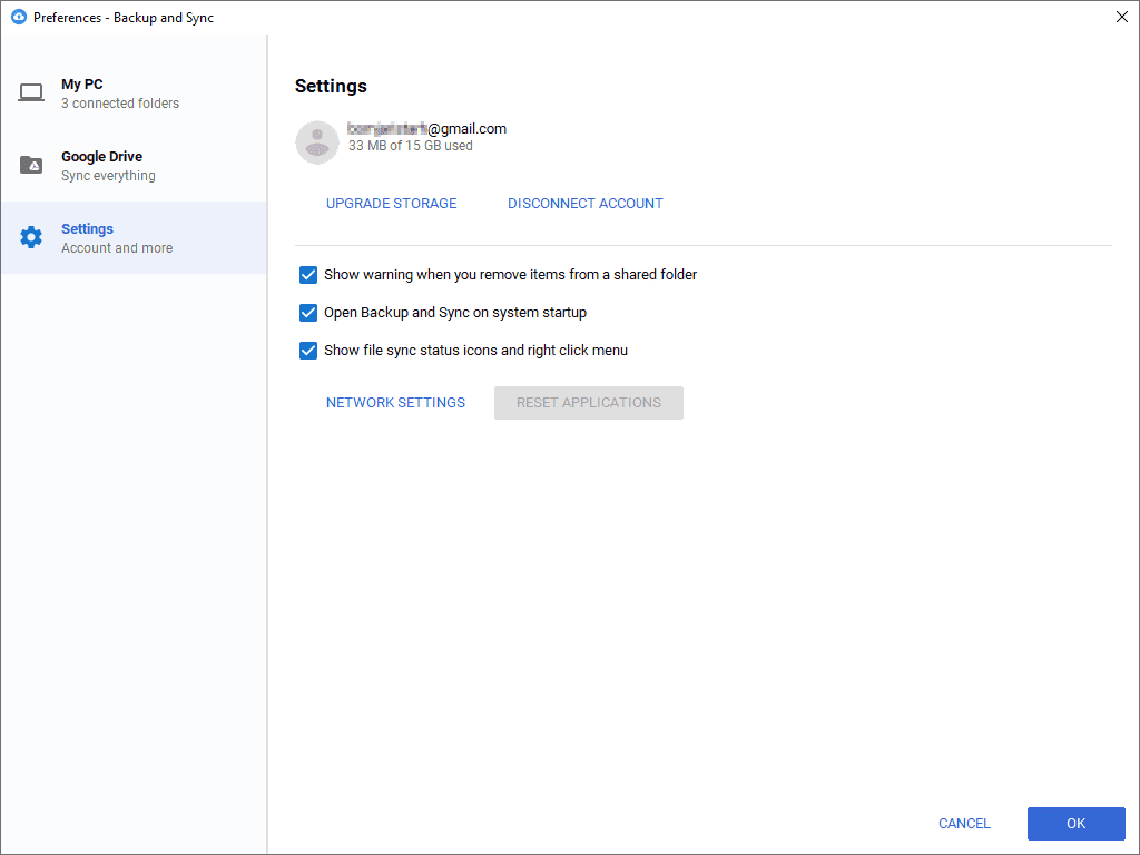 google backup and sync settings not working