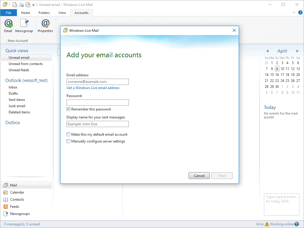 Windows live mail где хранит письма